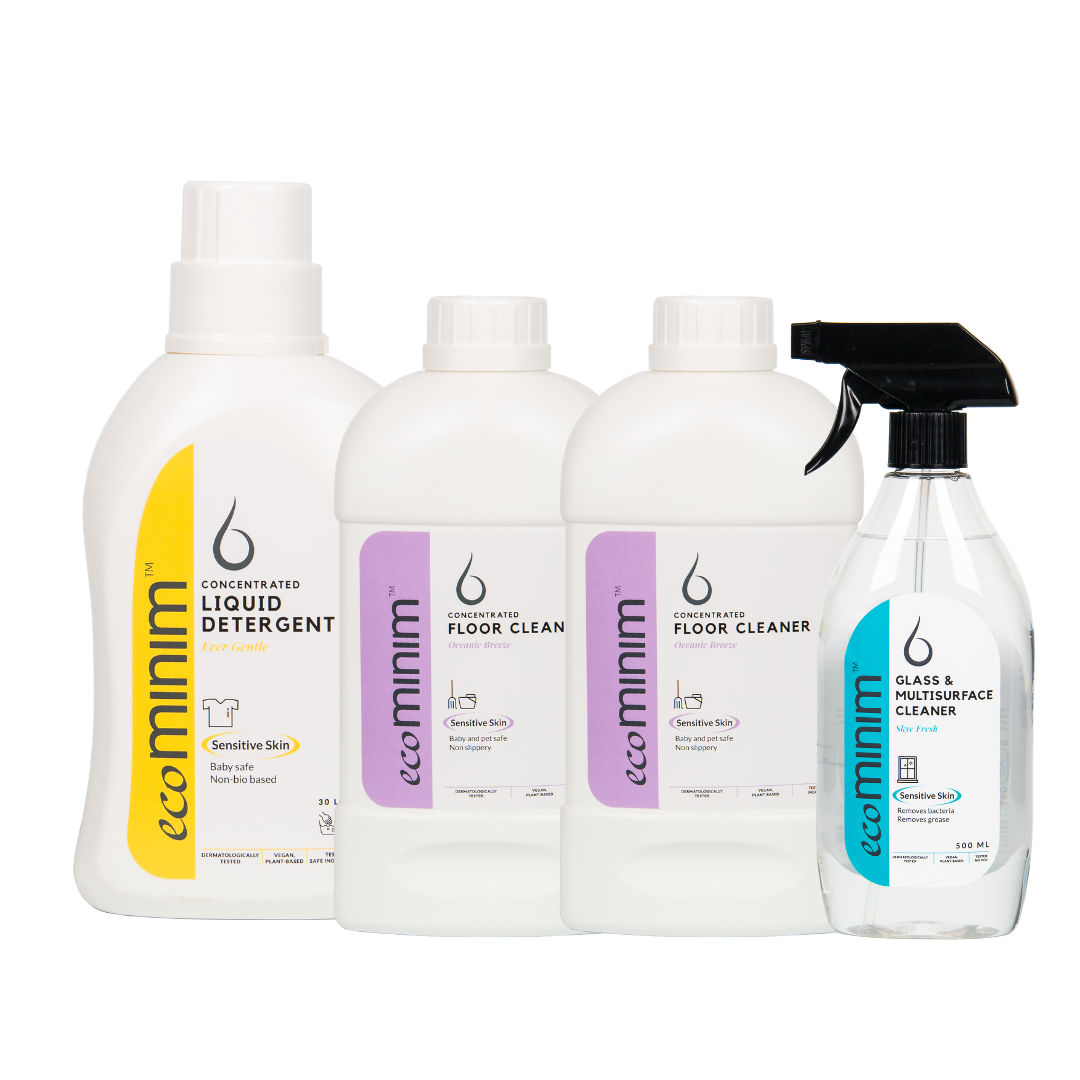 [Bundle Pack] Plant Based Floor Cleaner Oceanic Breeze (1L x 2) + Liquid Detergent Ever Gentle (1L x 1) + Glass & Multi Surface Cleaner Skye Fresh (500ml x 1)