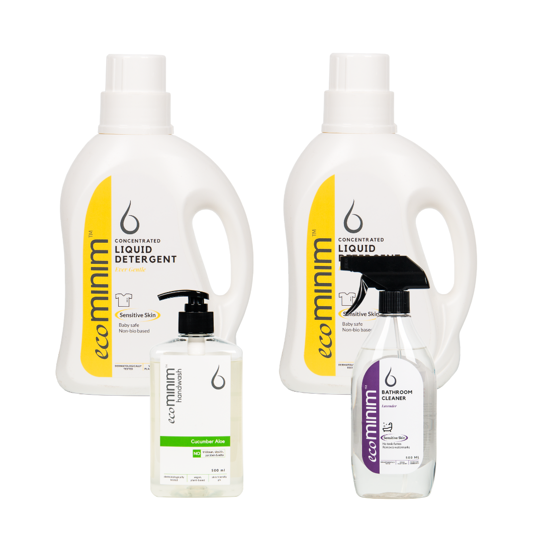 [Bundle Pack] Plant Based Handwash Cucumber Aloe (500ml x 1) + Liquid Detergent Ever Gentle (1L x 2) + Bathroom Cleaner Lavender (500ml x 1)