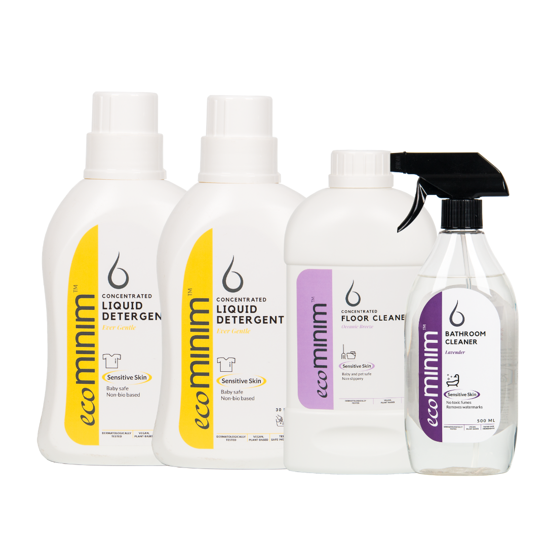 [Bundle Pack] Plant Based Liquid Detergent Ever Gentle (1L x 2) + Floor Cleaner Oceanic Breeze (1L x 1) + Bathroom Cleaner Lavender (500ml x 1)