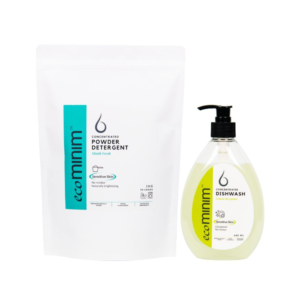 [Bundle Pack] Powder Detergent (1kg) + Dish Wash Liquid Lemon Bergamot (480ml)