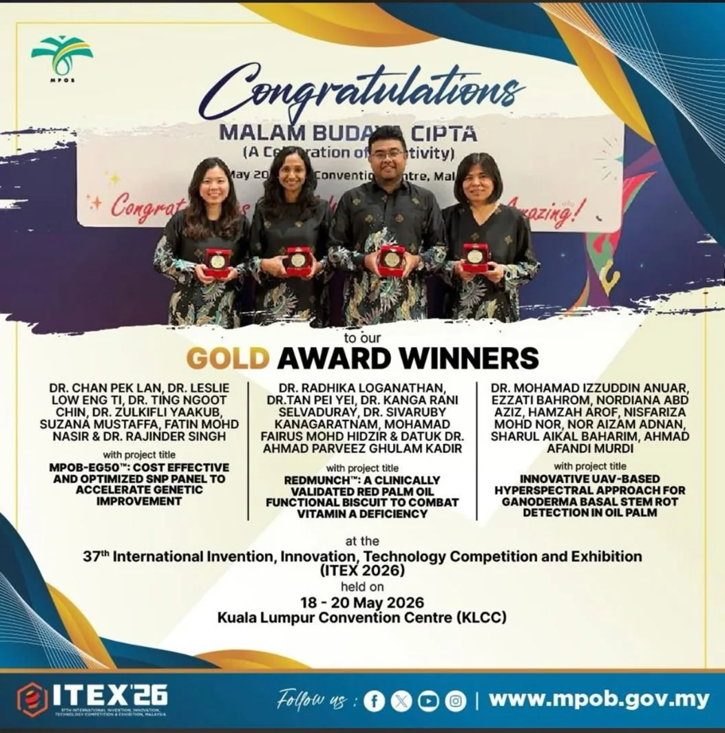 Red Palm Oil Fuctional cookies won Gold award By our MPOB delegates at 37 — th International Invention,Innovation,Technology Competition and Exhibition 18-20 may 2026